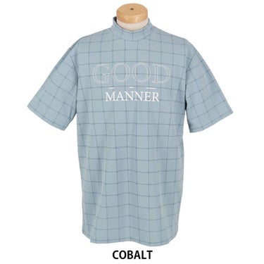 ユナイテッドアローズゴルフ　メンズ ロゴプリント ジャガード 半袖 モックネックシャツ 6017-699-0114　2025年モデル COBALT