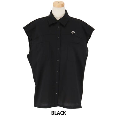 ユナイテッドアローズゴルフ　レディース ロゴプリント ノースリーブ ポロシャツ 6016-699-0002　2025年モデル BLACK