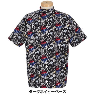 パーリーゲイツ PEARLY GATES　メンズ BALLくんロゴ 総柄プリント半袖 モックネックシャツ 053-5267705　2025年モデル ダークネイビーベース