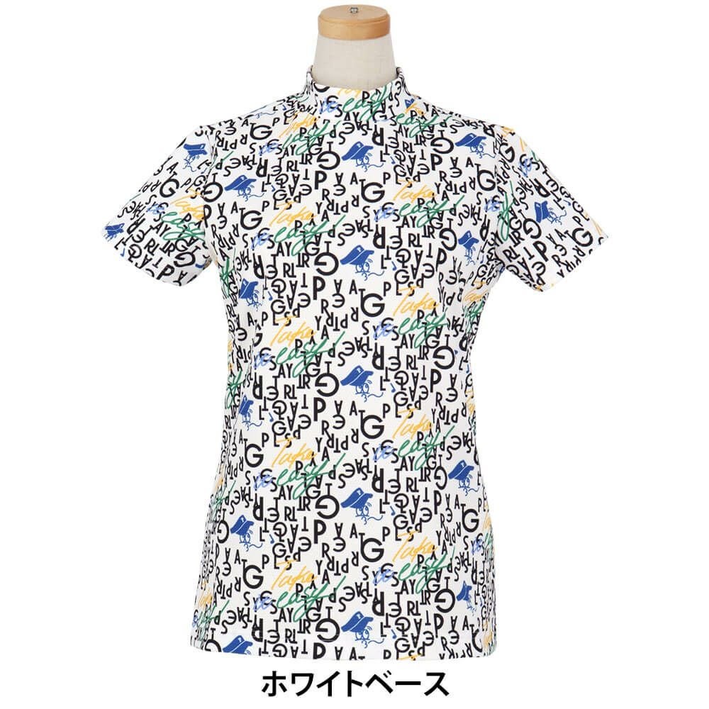 パーリーゲイツ PEARLY GATES レディース BALLくんロゴ 総柄プリント半袖 モックネックシャツ 055-5267706 2025年モデル