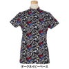 パーリーゲイツ PEARLY GATES　レディース BALLくんロゴ 総柄プリント半袖 モックネックシャツ 055-5267706　2025年モデル ダークネイビーベース
