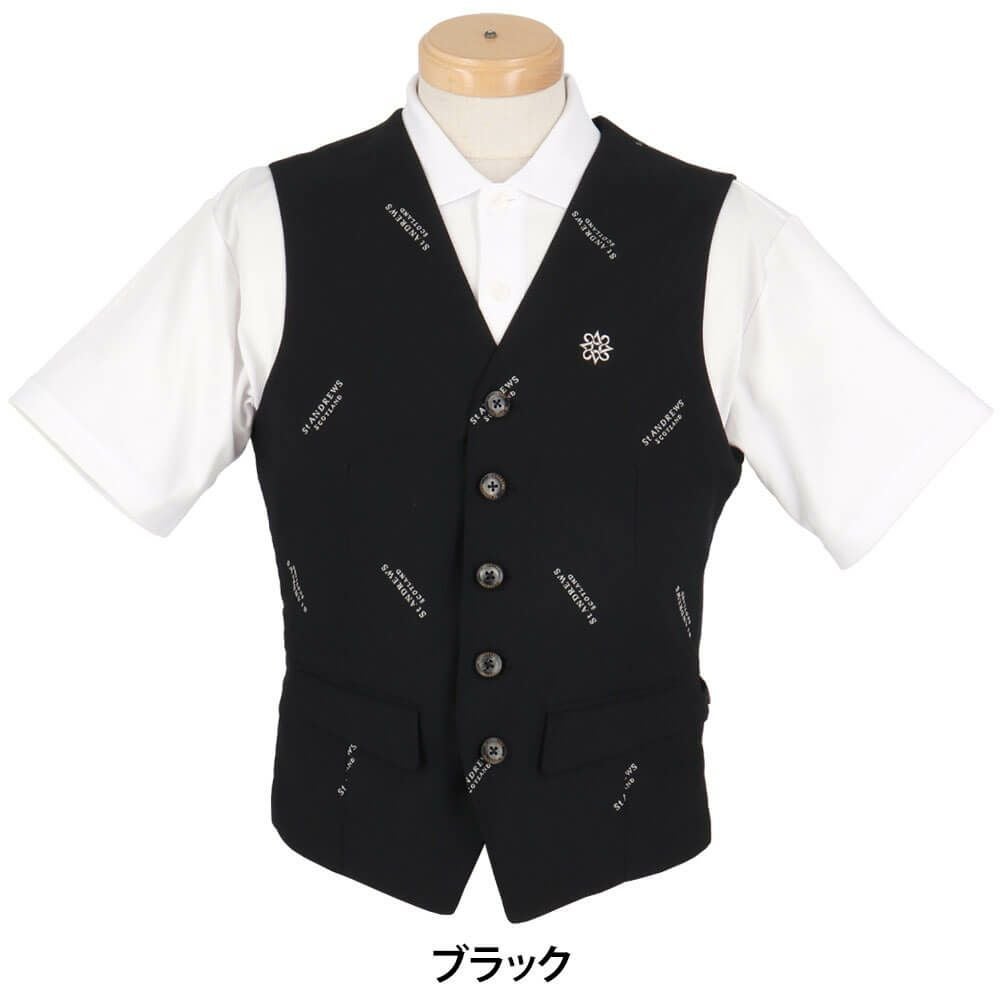 セントアンドリュース St ANDREWS　メンズ ロゴジャガード ジレ 042-2258901 ブラック