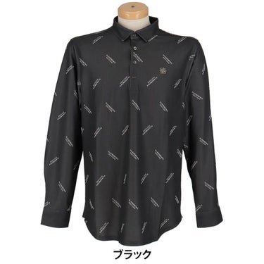 セントアンドリュース St ANDREWS　メンズ ロゴジャガード 長袖 ポロシャツ 042-2261901 ブラック