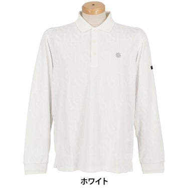 セントアンドリュース St ANDREWS　メンズ STAシルエット 総柄ジャガード 長袖 ポロシャツ 042-2261951 ホワイト