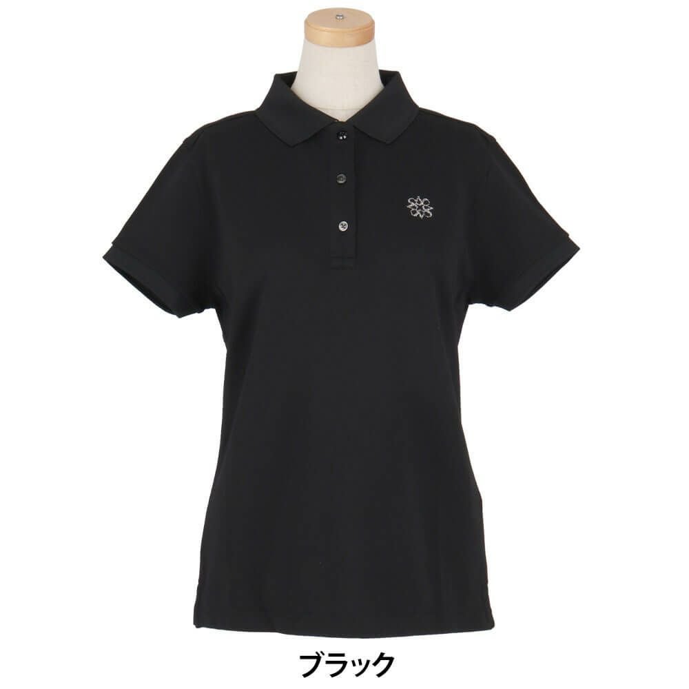 セントアンドリュース StANDREWS レディースシャツ リブ衿 鹿の子 半袖 ポロシャツ 042-1960104 ブラック