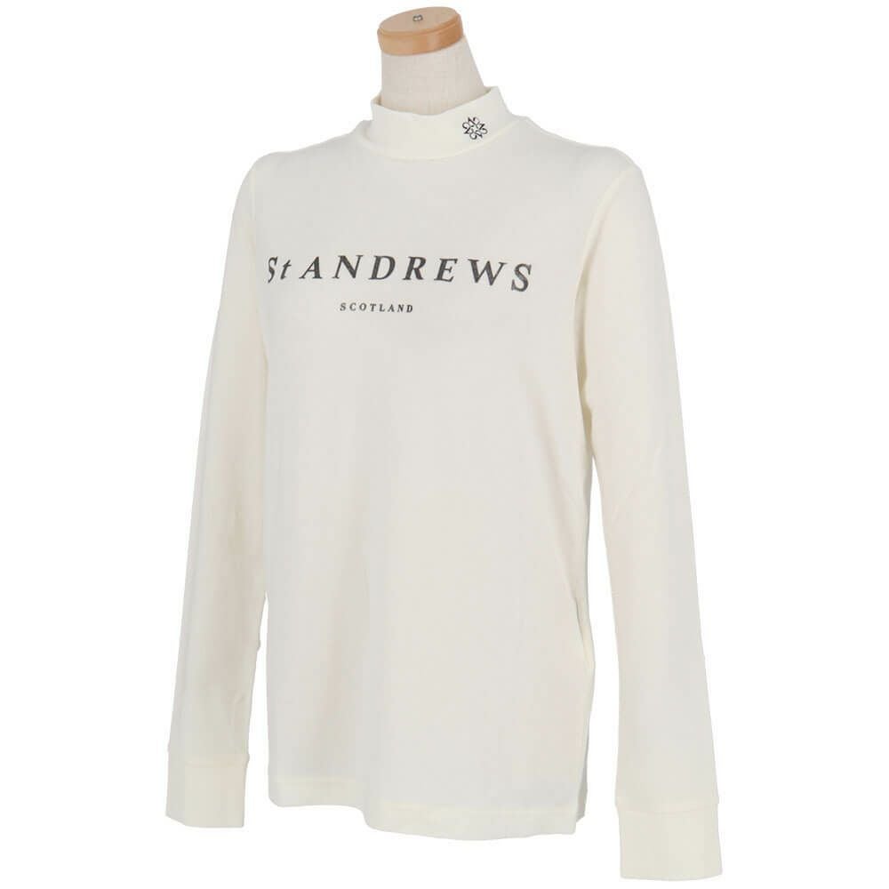 セントアンドリュース StANDREWS レディースシャツ プレミアウォーム ラメロゴプリント 長袖 ハイネックシャツ 043-2166252 詳細2