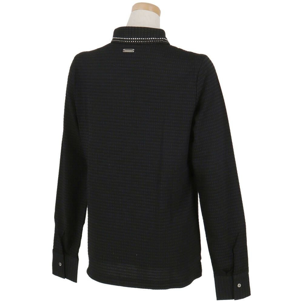 セントアンドリュース StANDREWS レディースシャツ サッカー生地 ラインストーン ストレッチ 長袖ポロシャツ 043-2261102 詳細2