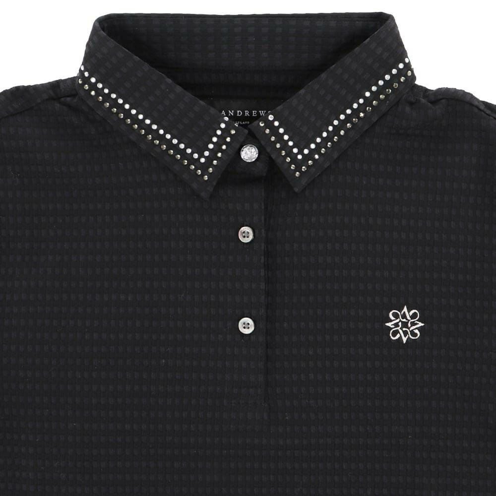 セントアンドリュース StANDREWS レディースシャツ サッカー生地 ラインストーン ストレッチ 長袖ポロシャツ 043-2261102 詳細4
