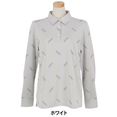セントアンドリュース StANDREWS レディースシャツ ロゴジャガード 長袖ポロシャツ 043-2261902 ホワイト
