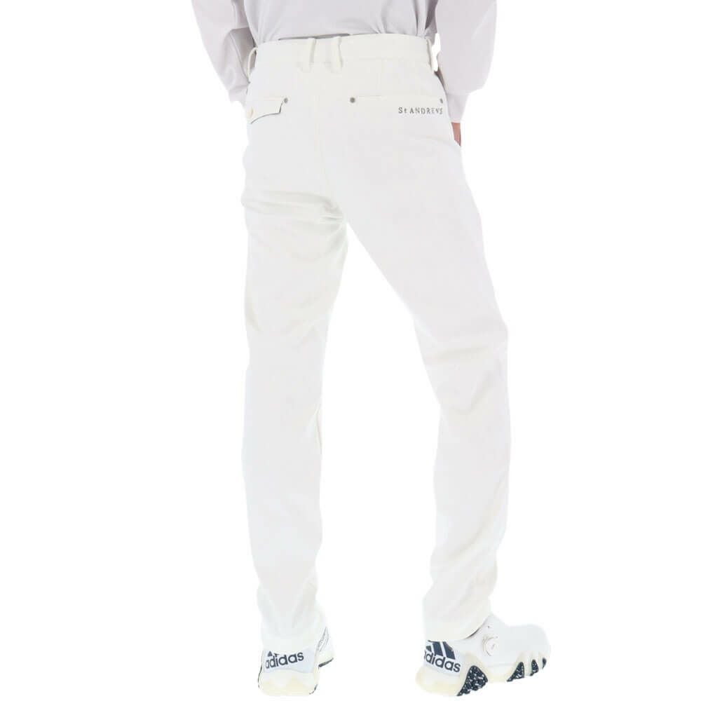 セントアンドリュース St ANDREWS　メンズ ロゴデザイン モノグラム柄 エンボスプリント 裏起毛 ボンディング ロングパンツ 042-2231155 ホワイト 詳細2