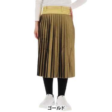 セントアンドリュース St ANDREWS　レディース ストライプ箔プリント プリーツ スカート 043-1234004 ゴールド