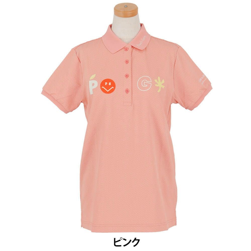 パーリーゲイツ PEARLY GATES　レディース バックプリント サッカーチェック 半袖 ポロシャツ 055-5260712　2025年モデル ピンク