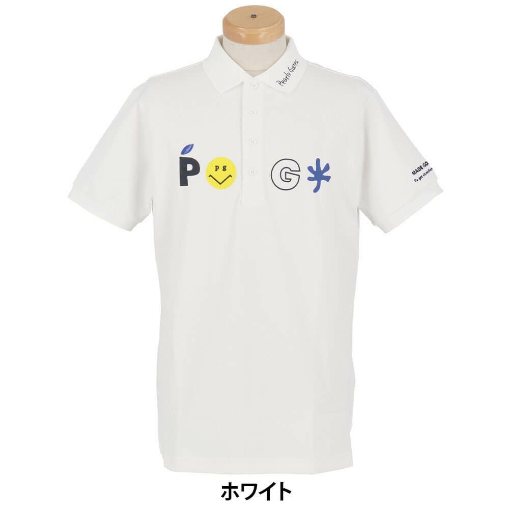 パーリーゲイツ PEARLY GATES　メンズ バックプリント サッカーチェック 半袖 ポロシャツ 053-5260711　2025年モデル ホワイト