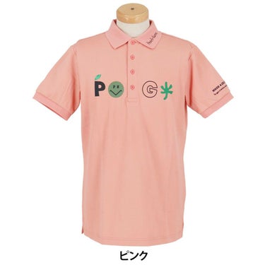 パーリーゲイツ PEARLY GATES　メンズ バックプリント サッカーチェック 半袖 ポロシャツ 053-5260711　2025年モデル ピンク