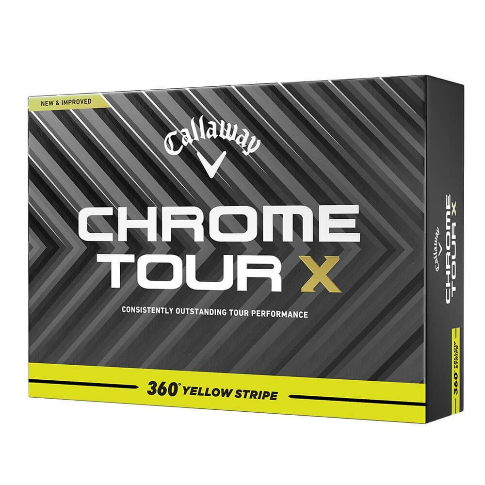 キャロウェイ CHROME TOUR X 360 STRIPE クロム ツアーX 2025年モデル　ゴルフボール　1ダース（12球入り） 360° イエロー ストライプ 詳細2