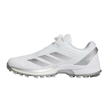 アディダス adidas　アディゼロ ゼッドジー 25 ロー ボア メンズ スパイクレス ゴルフシューズ OMX77 JS1766　2025年モデル ホワイト/メタリック/シルバー 詳細3