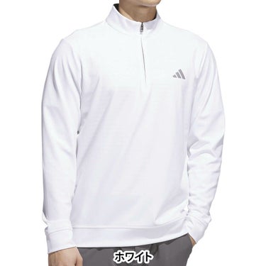 アディダス adidas　メンズ ハーフジップ 長袖 スウェット JVU44　2025年モデル ホワイト