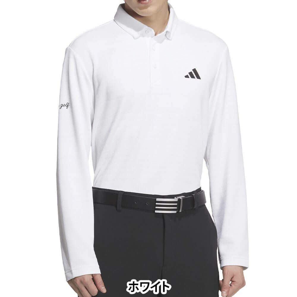 アディダス adidas　メンズ シーズナルジャガード 長袖 ポロシャツ JVV03　2025年モデル ホワイト