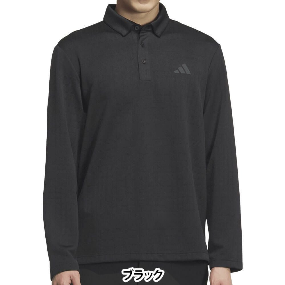 アディダス adidas　メンズ シーズナルジャガード 長袖 ポロシャツ JVV03　2025年モデル ブラック