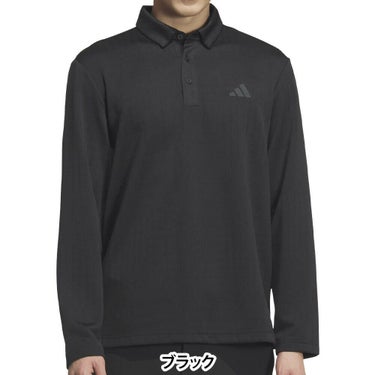 アディダス adidas　メンズ シーズナルジャガード 長袖 ポロシャツ JVV03　2025年モデル ブラック