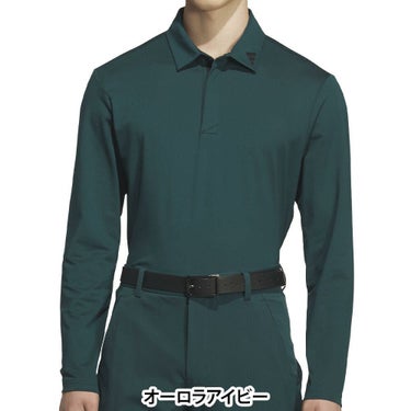 アディダス adidas　メンズ アディゼロ ジャガード 長袖 ポロシャツ JWJ84　2025年モデル オーロラアイビー