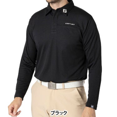 フットジョイ FootJoy　メンズ フロントポケット 長袖 ポロシャツ FJ-F24-S01　2024年モデル ブラック