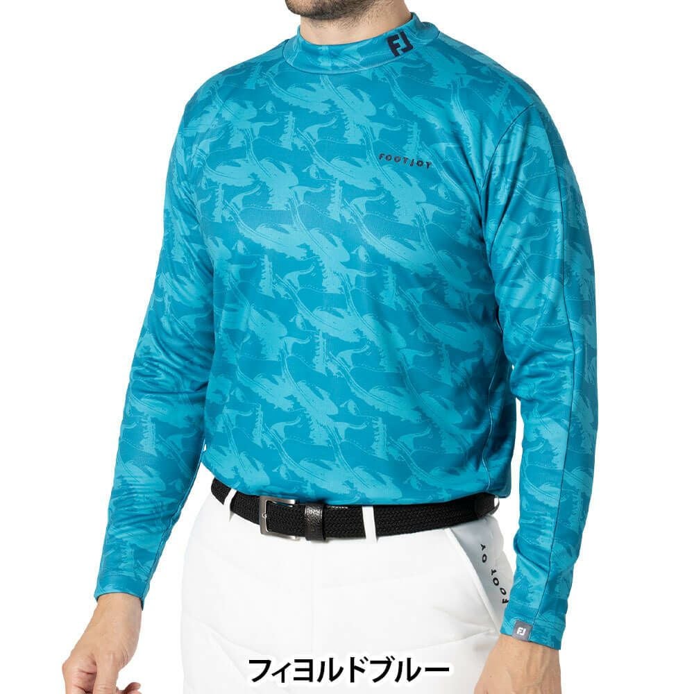 フットジョイ FootJoy メンズ 総柄プリント 長袖 モックネックシャツ