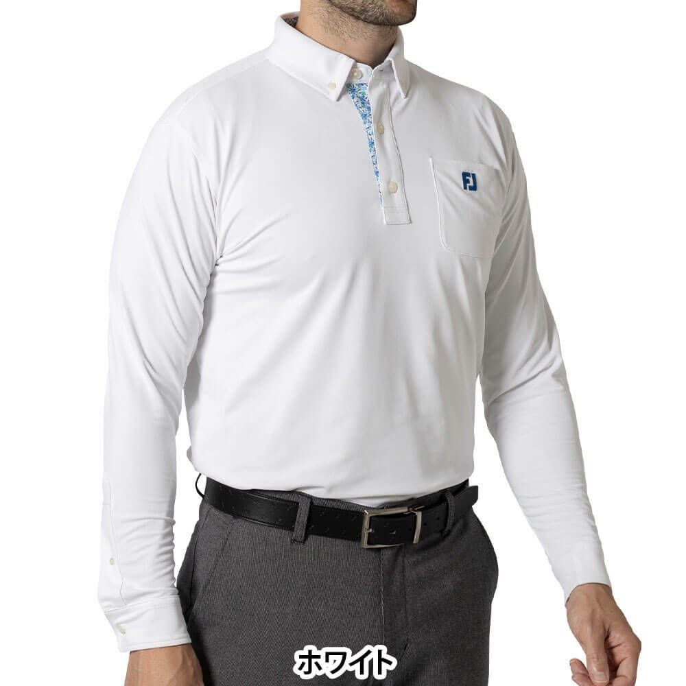 フットジョイ FootJoy メンズ ソリッドポケット付 長袖 ボタンダウン ポロシャツ FJ-F24-S14 2024年モデル