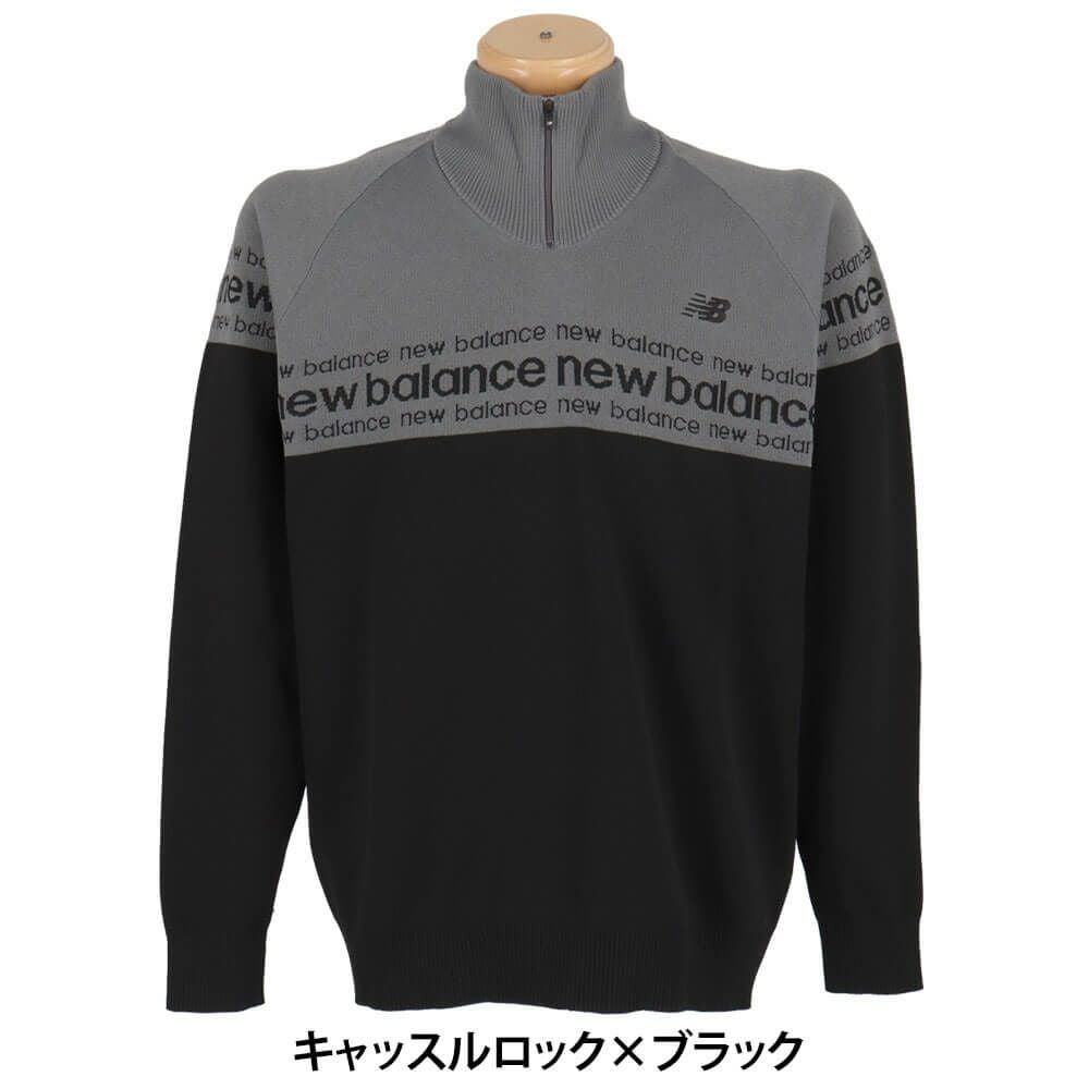ニューバランスゴルフ　メンズ ダブルジャカード 長袖 ハーフジップ ニット プルオーバー 012-5270001　2025年モデル 詳細1 詳細2