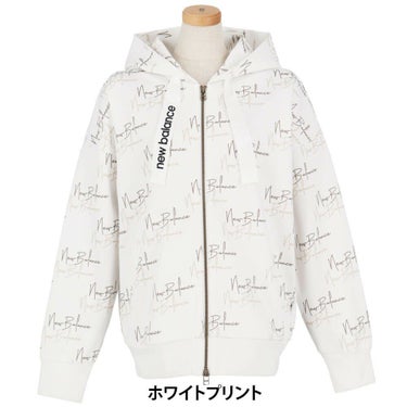 ニューバランスゴルフ　レディース ロゴプリント ダンボール 長袖 フルジップ フーディ 012-5262502　2025年モデル ホワイトプリント