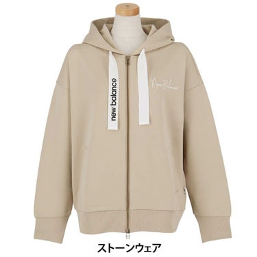 ニューバランスゴルフ　レディース ロゴプリント ダンボール 長袖 フルジップ フーディ 012-5262502　2025年モデル ストーンウェア