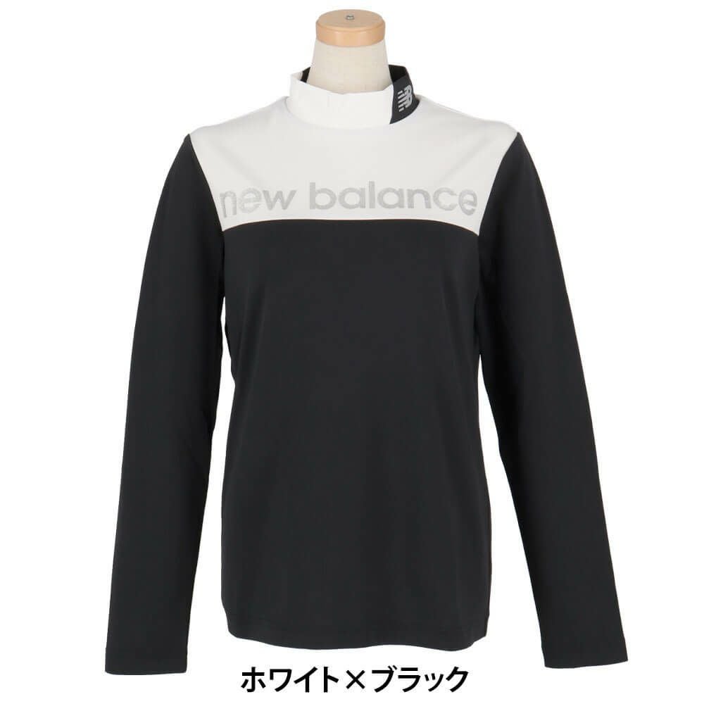 ニューバランスゴルフ　レディース 配色切替 長袖 モックネックシャツ 012-5267501　2025年モデル ホワイト×ブラック