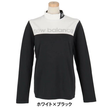 ニューバランスゴルフ　レディース 配色切替 長袖 モックネックシャツ 012-5267501　2025年モデル ホワイト×ブラック