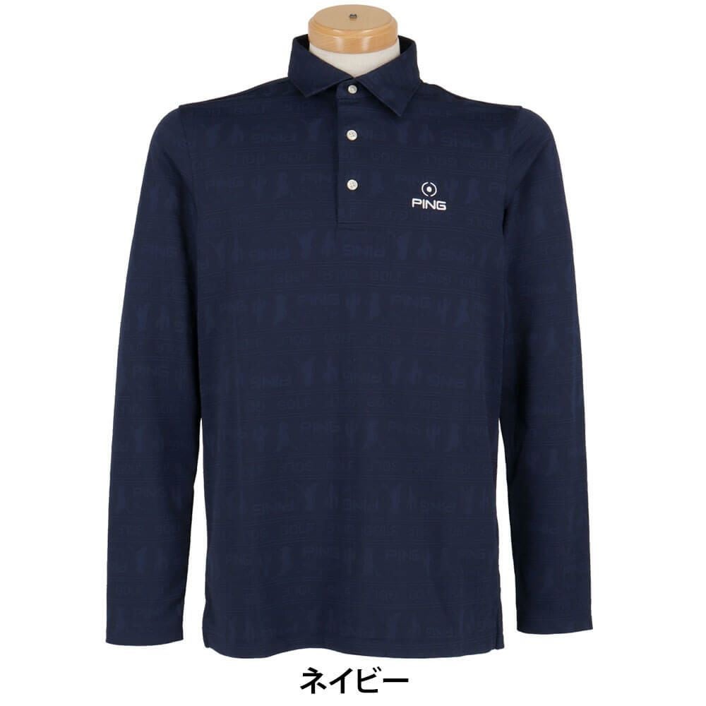 ピン PING　メンズ 長袖 ポロシャツ 621-4261801　2024年モデル ネイビー