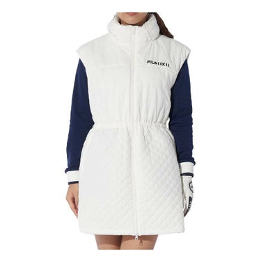 フィラ FILA　レディース 中綿 フルジップ ノースリーブ ワンピース 794-242　2024年モデル オフホワイト