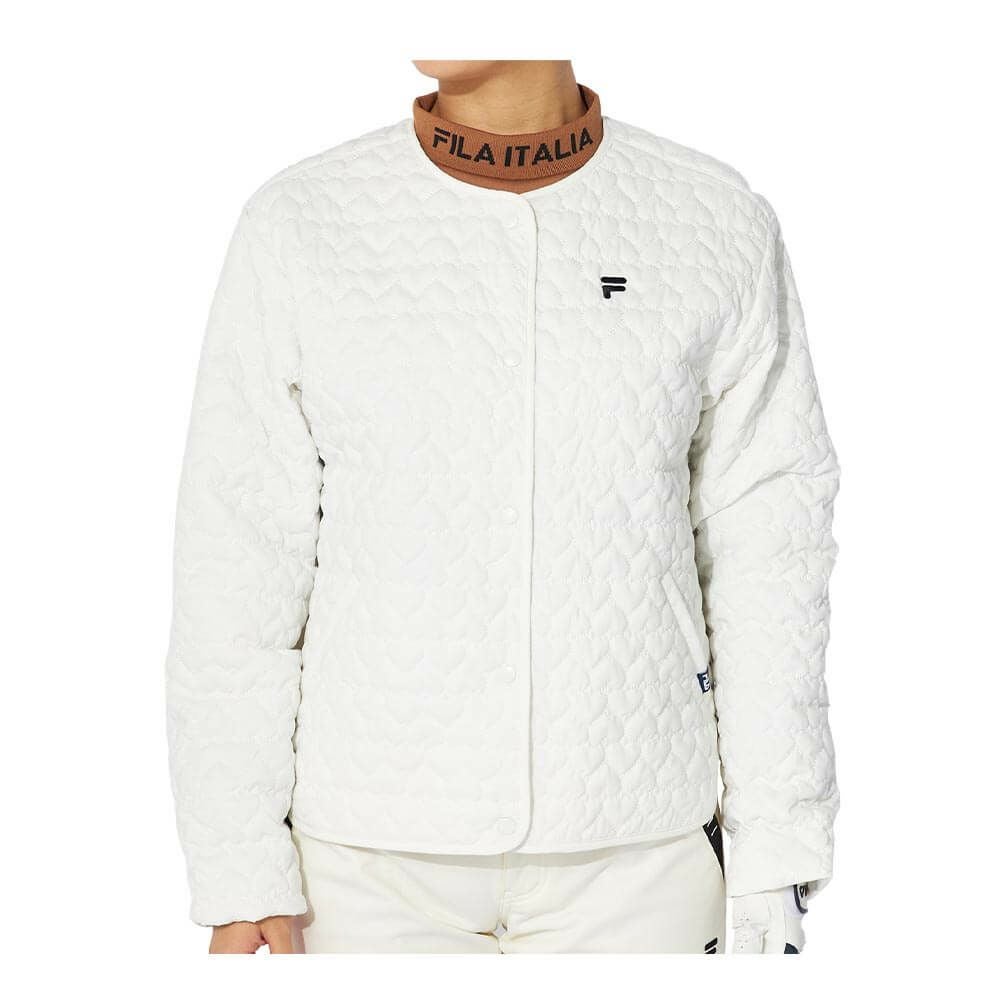 フィラ FILA　レディース ハート柄キルト 中綿 カーディガン 794-261　2024年モデル オフホワイト