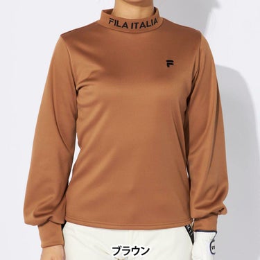 フィラ FILA　レディース リブ衿 長袖 モックネック シャツ 794-560　2024年モデル ブラウン