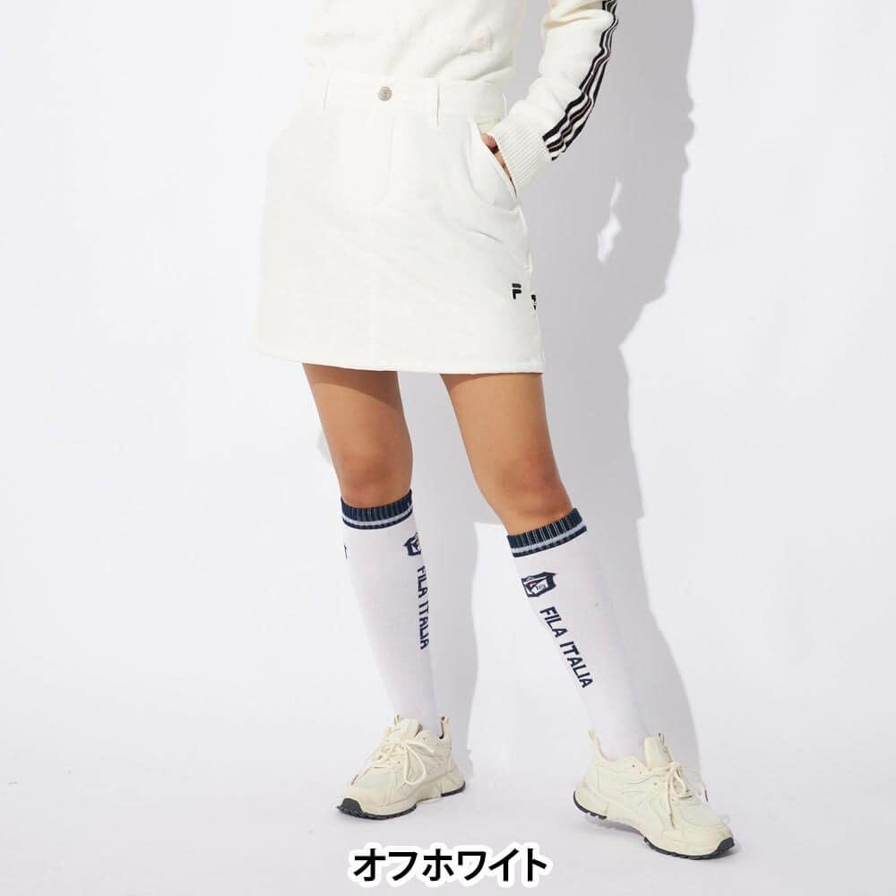 フィラ FILA　レディース 撥水 4WAYストレッチ 裾ニット 中綿 スカート 794-342　2024年モデル オフホワイト