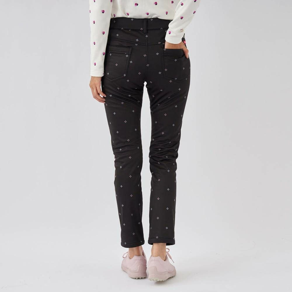 マリクレール marie claire　レディース 幾何小花柄 ストレッチ ボンディング ロングパンツ 733-305 [裾上げ対応1] ブラック 画像2(ALT)