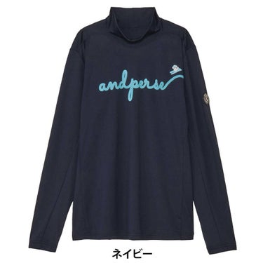 アンパスィ and per se　レディース ストレッチ ロゴプリント 長袖 モックネック シャツ AFF9225W2　2025年モデル 画像2(ALT)