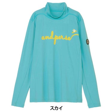 アンパスィ and per se　レディース ストレッチ ロゴプリント 長袖 モックネック シャツ AFF9225W2　2025年モデル 画像2(ALT)