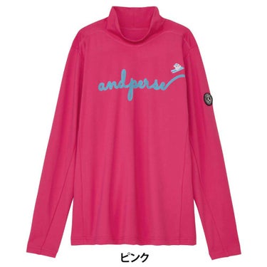 アンパスィ and per se　レディース ストレッチ ロゴプリント 長袖 モックネック シャツ AFF9225W2　2025年モデル 画像2(ALT)