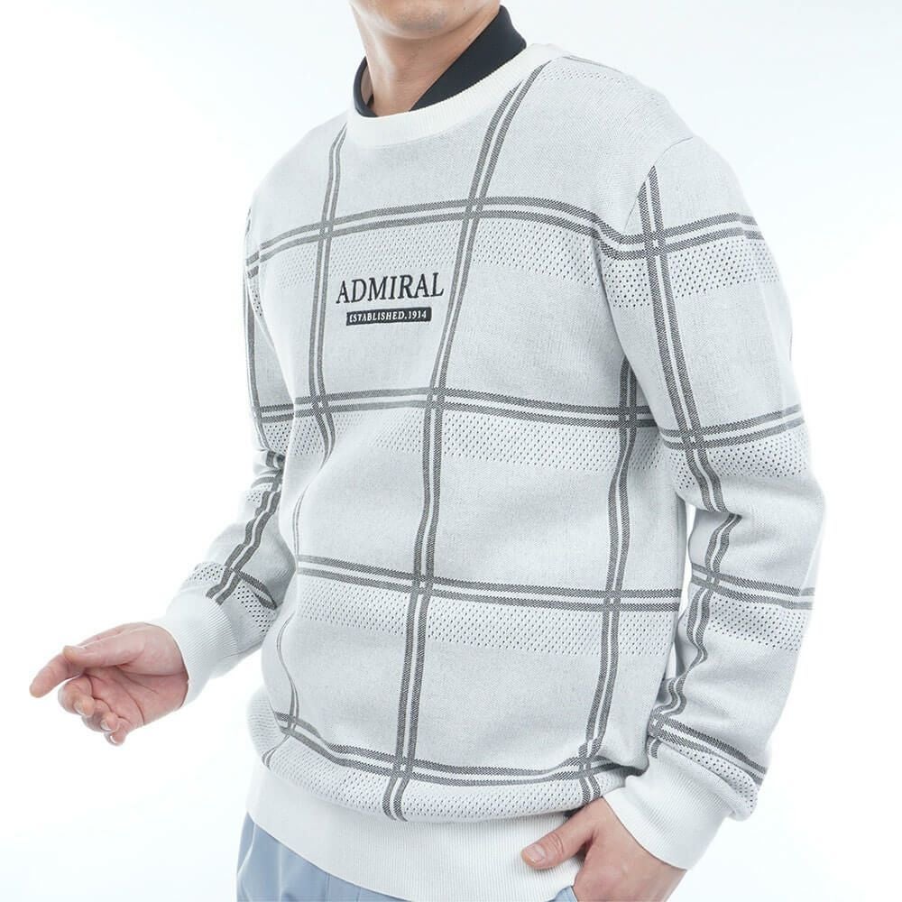 アドミラル Admiral メンズ ウィンドウペン 長袖 クルーネック セーター ADMA558 2025年モデル