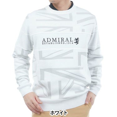 アドミラル Admiral　メンズ UJジャガード 長袖 クルーネック セーター ADMA564　2025年モデル ホワイト