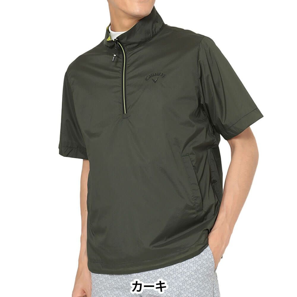 キャロウェイ Callaway　メンズ ストレッチ ミニリップ ハーフジップ 半袖 ブルゾン C25216100　2025年モデル カーキ