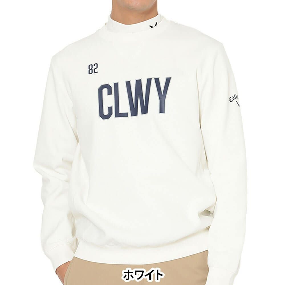 キャロウェイ Callaway　メンズ 鹿の子 ダブルニット 長袖 クルーネック スウェット C25217103　2025年モデル ホワイト