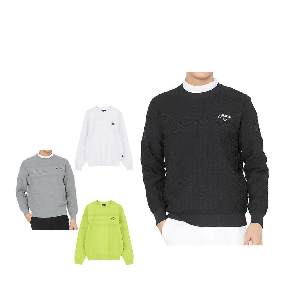 キャロウェイ Callaway メンズ ガーター編み 長袖 クルーネック