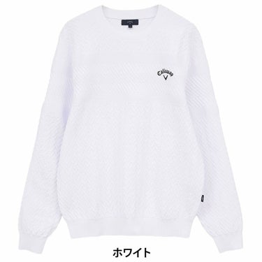 キャロウェイ Callaway　メンズ ガーター編み 長袖 クルーネック セーター C25218100　2025年モデル ホワイト