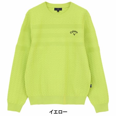 キャロウェイ Callaway　メンズ ガーター編み 長袖 クルーネック セーター C25218100　2025年モデル イエロー
