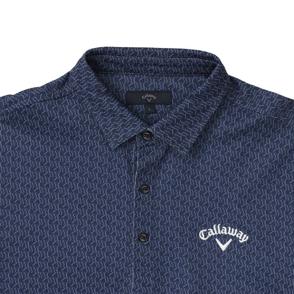 キャロウェイ Callaway メンズ ロゴプリント 鬼鹿の子 長袖 ポロシャツ